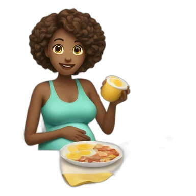 Pregnant woman eating breakfast sticker