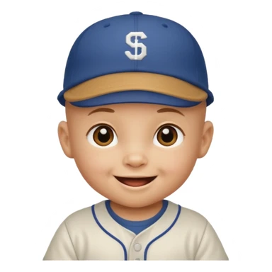 bald baby with baseball hat sticker