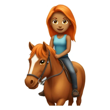 Tan girl with long orange hair riding a horse sticker