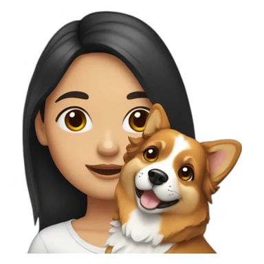 girl with long dark hair with corgi sticker