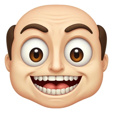 a man with extremely wide eyes and an impossibly large mouth full of countless teeth sticker