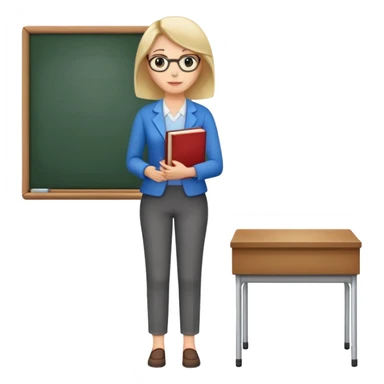 full body female teacher standing with book sticker
