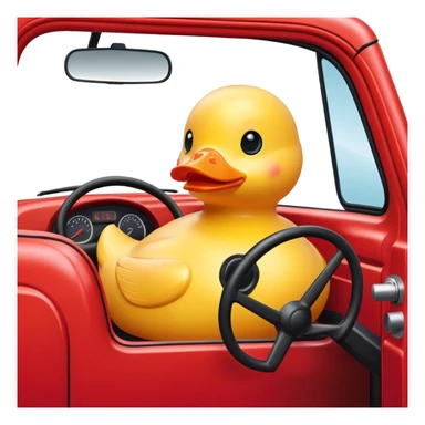 yellow rubber duck in the drivers seat of a red truck sticker