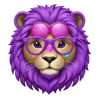 Leão adulto com oculos roxo com glitter sticker