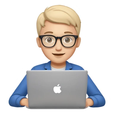 young programmer, coding on laptop, cheerful sticker