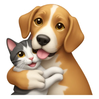 the cat hugging a dog  sticker