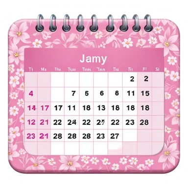Calendar stationary in pink sticker