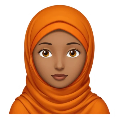 brown skin woman with orange hijab head and neck only sticker
