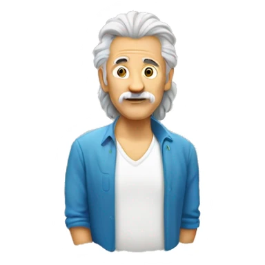 old man with mullet hair mullet goatee necklace sticker