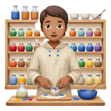 paintcrush with glaze in ceramics workshop

































 sticker