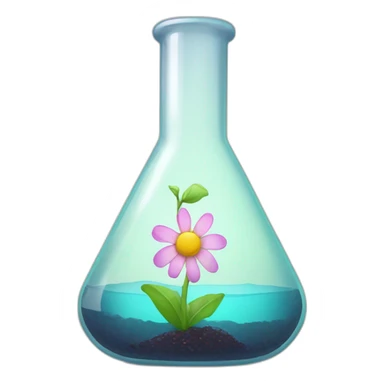 Erlenmeyer flask with flower growing out of it sticker