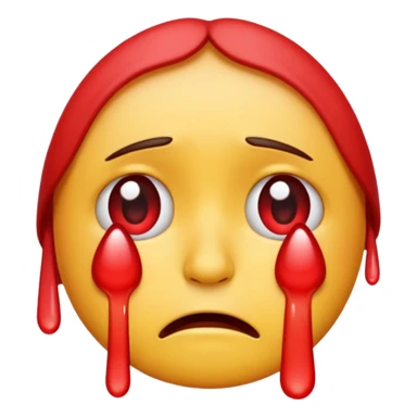 crying emoji with red tears sticker
