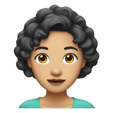 Southeast Asian woman with wrinkles, black curly hair sticker