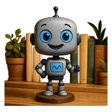 friendly bobblehead style robot sticker