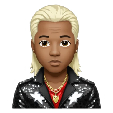  Sisqo from Dru Hill with platinum blonde hair, black sequin outfit, dark skin sticker