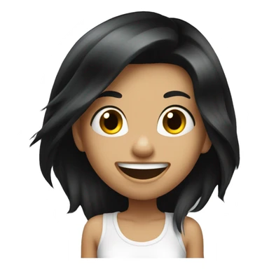 Super excited tattooed girl with black long hair sticker