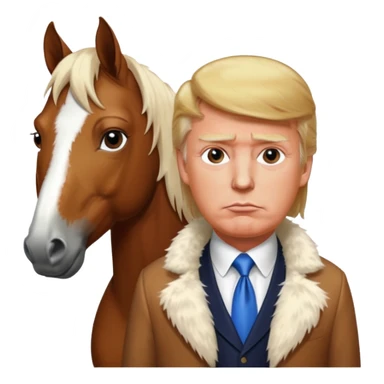 Donald trump with white liquid around trumps lips with a horse sticker