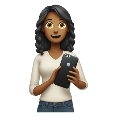 woman showing big phone sticker