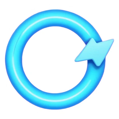 Circular loop arrow styled like Ovi: soft ghost-like shape, smooth rounded loop, bright blue and violet neon glow, playful floating energy, semi-matte luminous texture. No text. Full background.
 sticker
