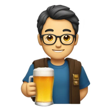 wearing glasses holding beer Japanese sticker