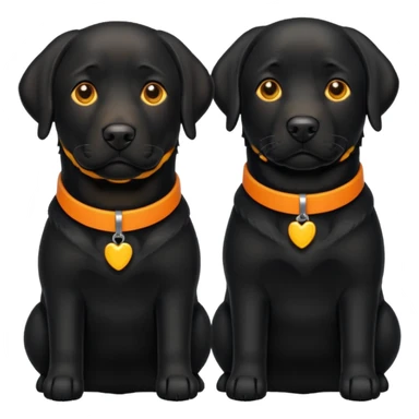 2 black labradors, yellow and orange collar sticker