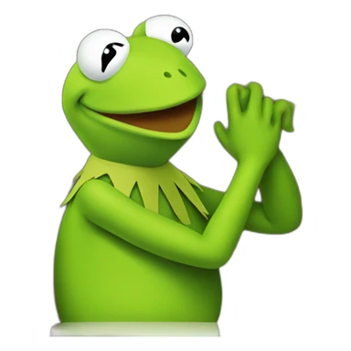 kermit frog holding one brick sticker