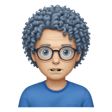 curly hair zombie with glasses blue t shirt sticker
