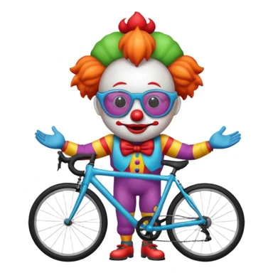 clown emoji wearing cycling glasses sticker