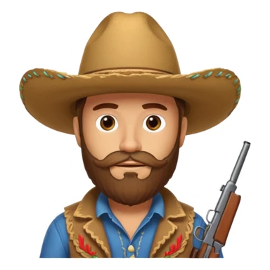 Light brown cowboy with full beard, sombrero and a ak47 up sticker