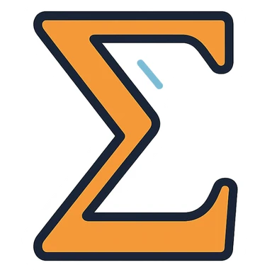 sigma symbol, color outlined icon style, subtle blue accents, modern professional sticker