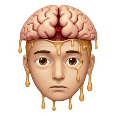 Man with melting brain sticker