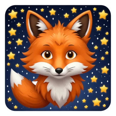 Night Fox with small small stars on it fur
 sticker