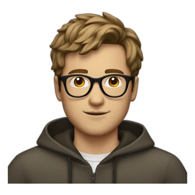 Young white men brown hair with circle glasses sticker