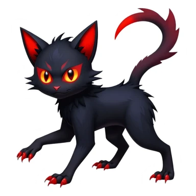 Vampiric feral futuristic gothic emo dark Litten-Noibat-Fakémon-hybrid-creature (full body) sticker