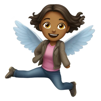 Girl flying sticker