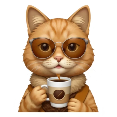 sunglasses cat drink coffee sticker