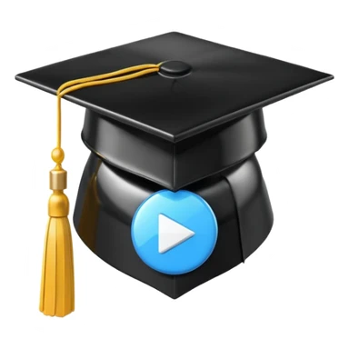 graduation cap with a video icon sticker