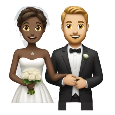 Wedding proposal with White skin and brown-haired groom and bride sticker