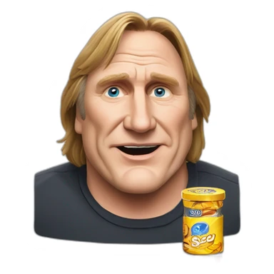Gerard Depardieu with dota snus sticker