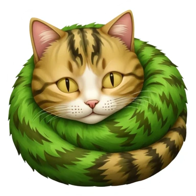 Curled Sleeping Cat green sticker