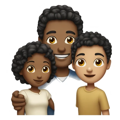Family of three white skin wife and husband and little boy with black hair and curly hair sticker