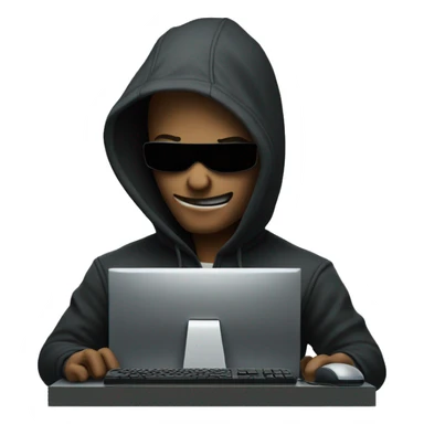 hacker in front of PC terminal sticker