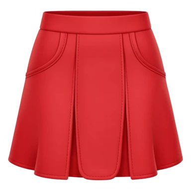 A 3D cartoon red skort (skirt-shorts combo) with gentle fabric folds and neat finish, isolated on plain background, Memoji-style. sticker