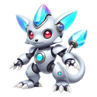 Mechanical Nebulae Cute Adorable Colorful Shiny Iridescent Futuristic Modern Cybernetic Protogen-Fakémon-Pokémon-creature-fusion (full body) sticker