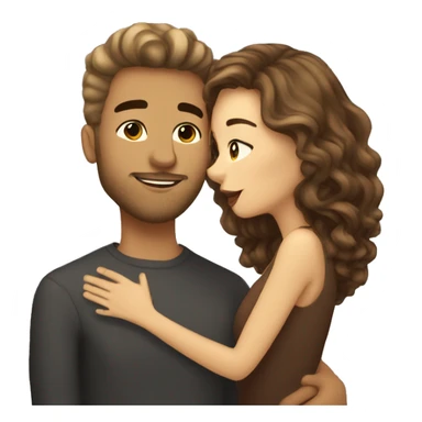 Short hair fair tone guy kissing wavy long hair brown tone girl sticker
