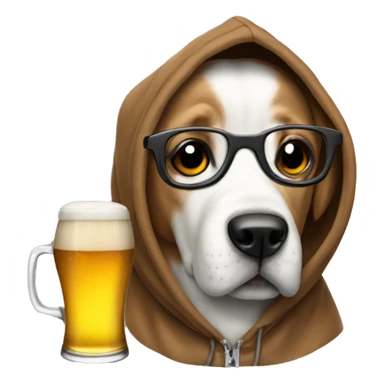 Dog with a hoodie, a beer and glasses sticker
