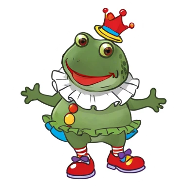 green frog dressed as a clown sticker