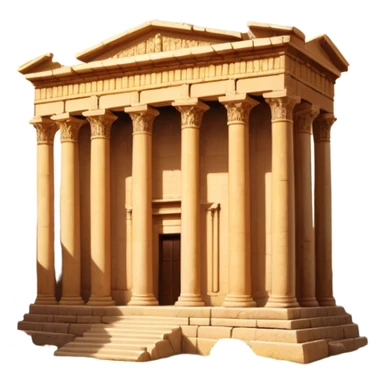 Baalbek temple – Cinematic Realistic Baalbek Temple, depicted as an ancient Roman temple complex with towering columns and intricately carved stone details, bathed in golden sunlight and dramatic shadows that evoke timeless historical grandeur. sticker