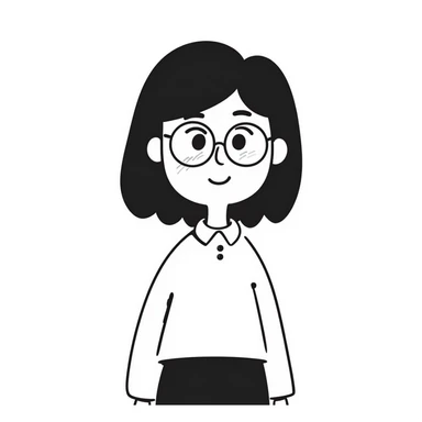 young Vietnamese girl with shoulder-length black hair and glasses sticker