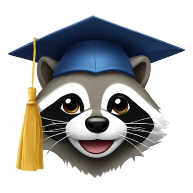 raccoon face with graduation hat sticker